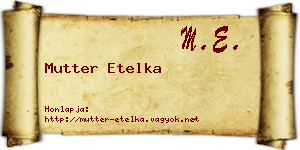 Mutter Etelka névjegykártya